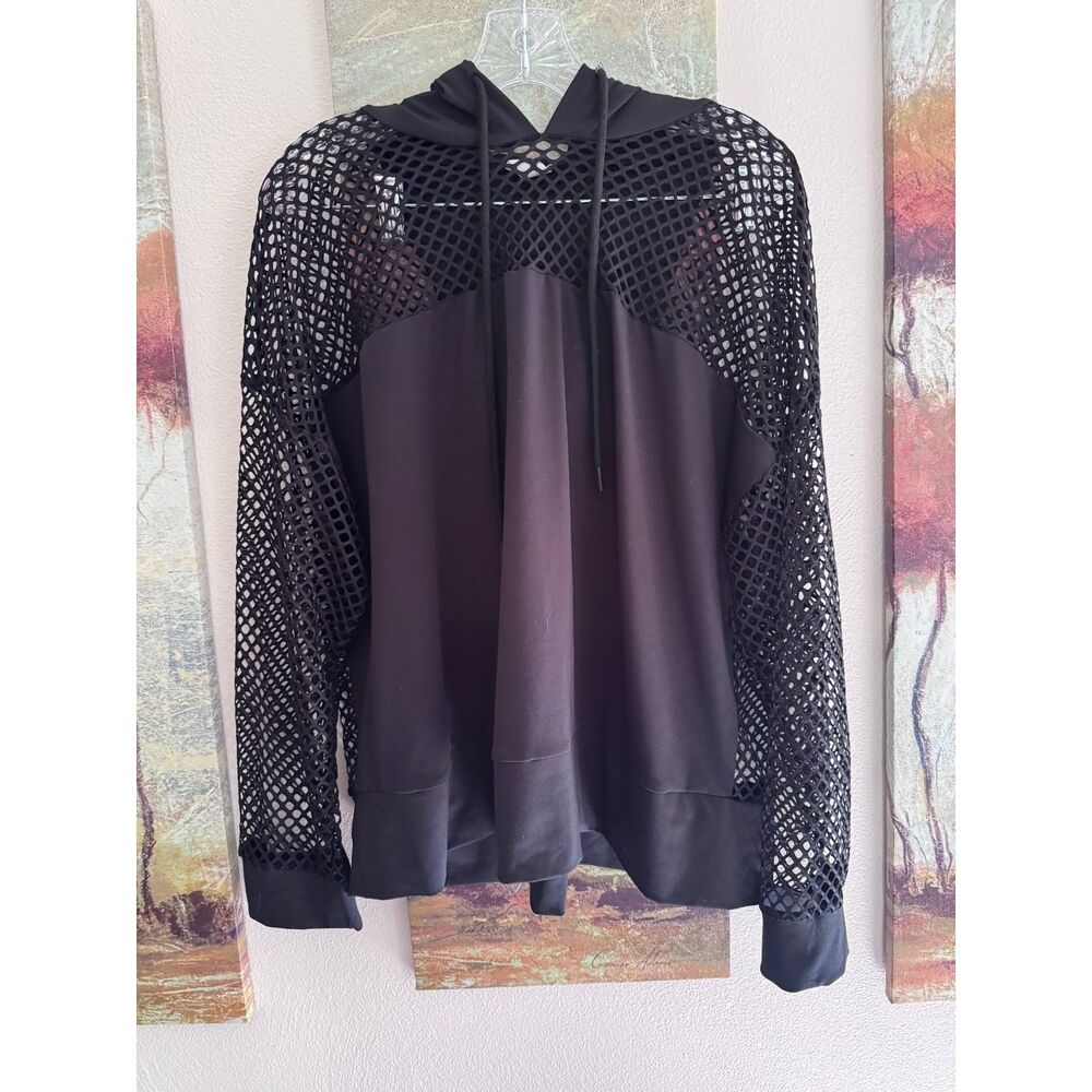 Black Mesh Hoodie